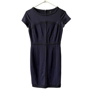 Ann Taylor Sheath Dress NWT sz 0 short sleeves Mixed Media Stretch classic